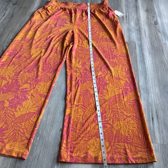 NWT- MSRP $60 Bar III Women Boho Printed High-Rise Wide-Leg Pants Orange Size XL - Picture 7 of 9